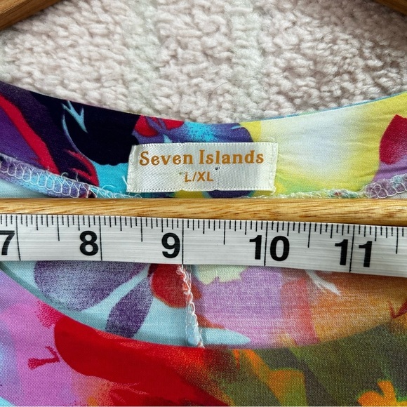 Seven Islands Floral Tie Dye Midi Dress Dolman Sleeve Cocoon Style Size Large XL - Picture 3 of 13